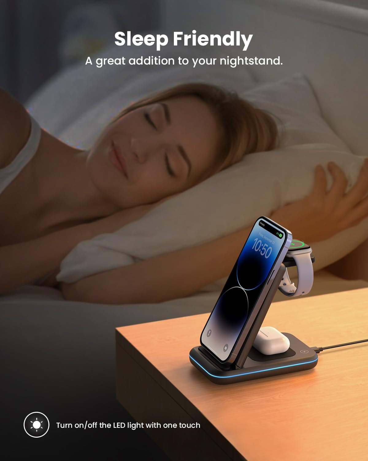 Wireless Charging Stand,  3 in 1 Wireless Charger Dock Station for Apple Watch 6 SE 5 4 3 2, Airpods 2/Pro, Iphone 13Pro Max/13 Pro/13/12/12Pro/11/11 Pro/X/Xr, Qi-Certified Phones