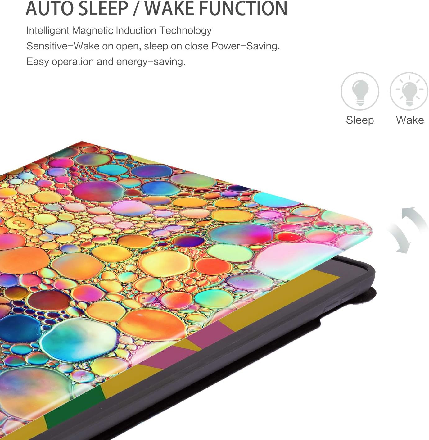 Ipad 10.2 Case for Ipad 9Th Generation 2021, Ipad 8Th Generation 2020, 7Th Generation Ipad Case 2019, Multi-Angle View Adjustable Stand Auto Wake / Sleep (Colored Art Bubbles)